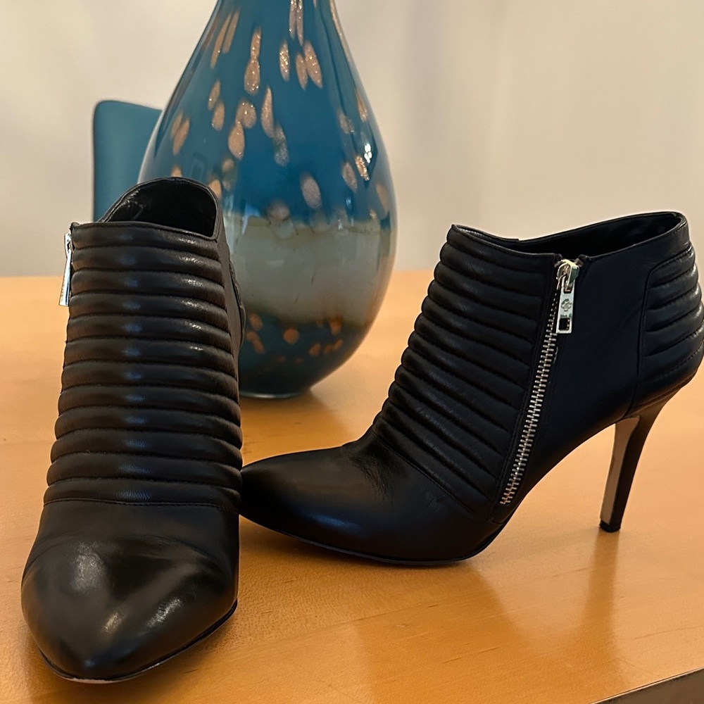 Ann Taylor Black Ankle Boots with Zipper Detail